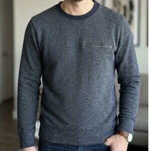 Club Monaco Mens XL Gray Marl Textured Zip Pocket Sweatshirt 795738005
